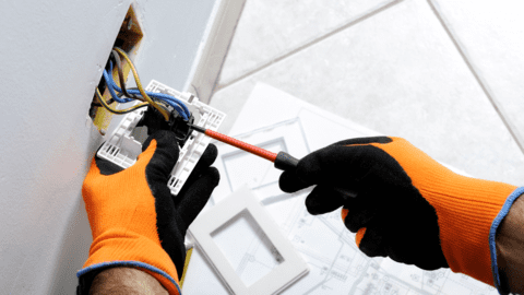 Electrical contractor at work