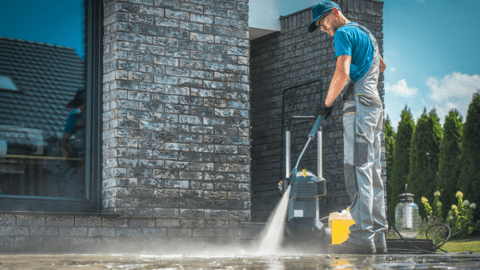 Pressure Washer contractor at work